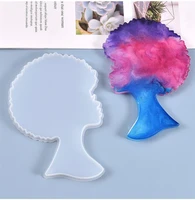 diy crystal epoxy resin tray mold african female head coaster silicone mold handmade crafts tools home decor