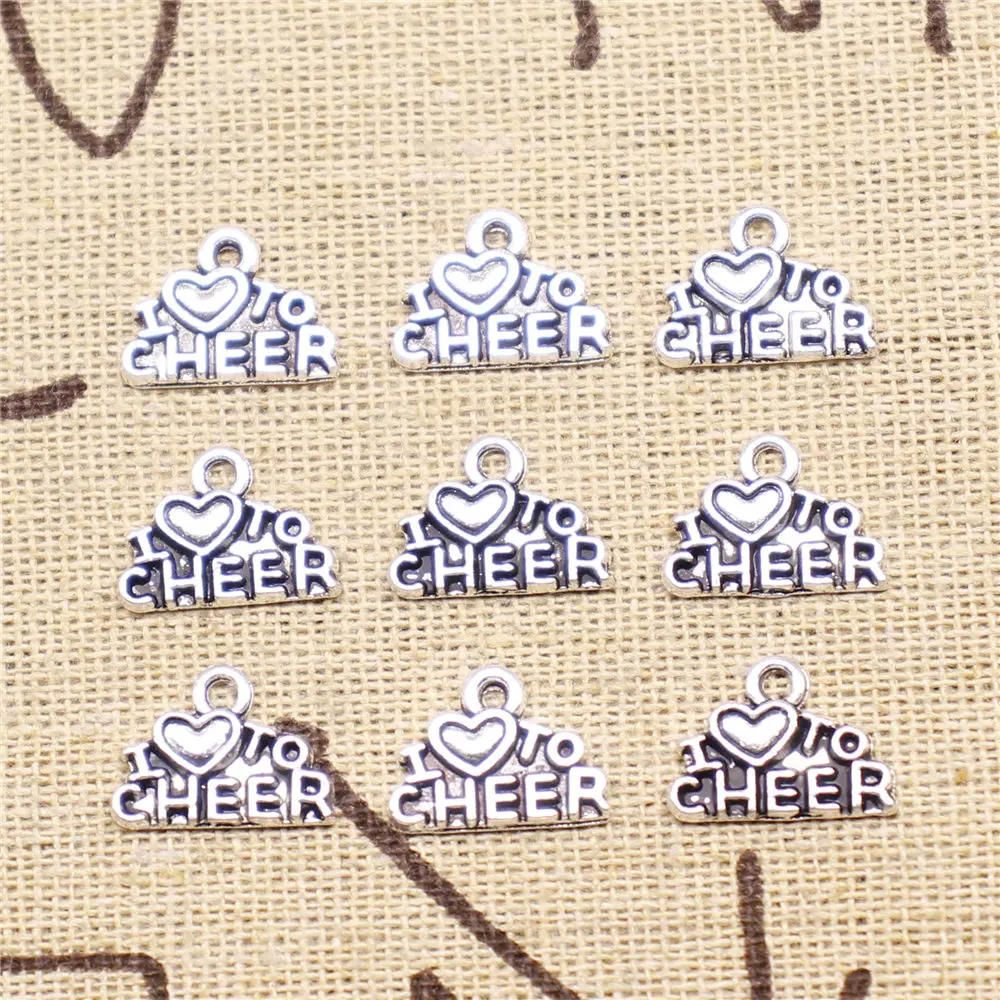 

Charm For Making Jewelry Pendants Antique Silver Color I Love To Cheer 14x10mm 20pcs