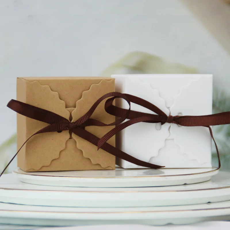 

10PCS NEW Creative Simple Kraft Style Gift Box Creative Kraft Paper DIY Gift Bag Candy Dragee Cake Box Kawaii Party Supplies