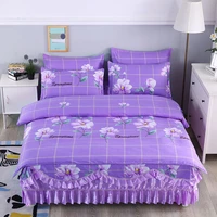 korean version of the double layer lace thicker bedspread bed skirt four piece quilt cover wedding double bed four piece set