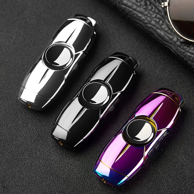 

Creative Cool Spinning Top Fingertip Top Straight Into Inflatable Gas Lighter Portable Windproof Metal Men's Accessories