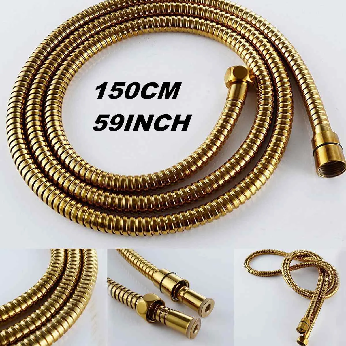 

1.5m Stainless Steel Shower Hose High Quality Encryption Explosion-proof Hose Spring Tube Pull Tube Bathroom Hose Plumbing Gold