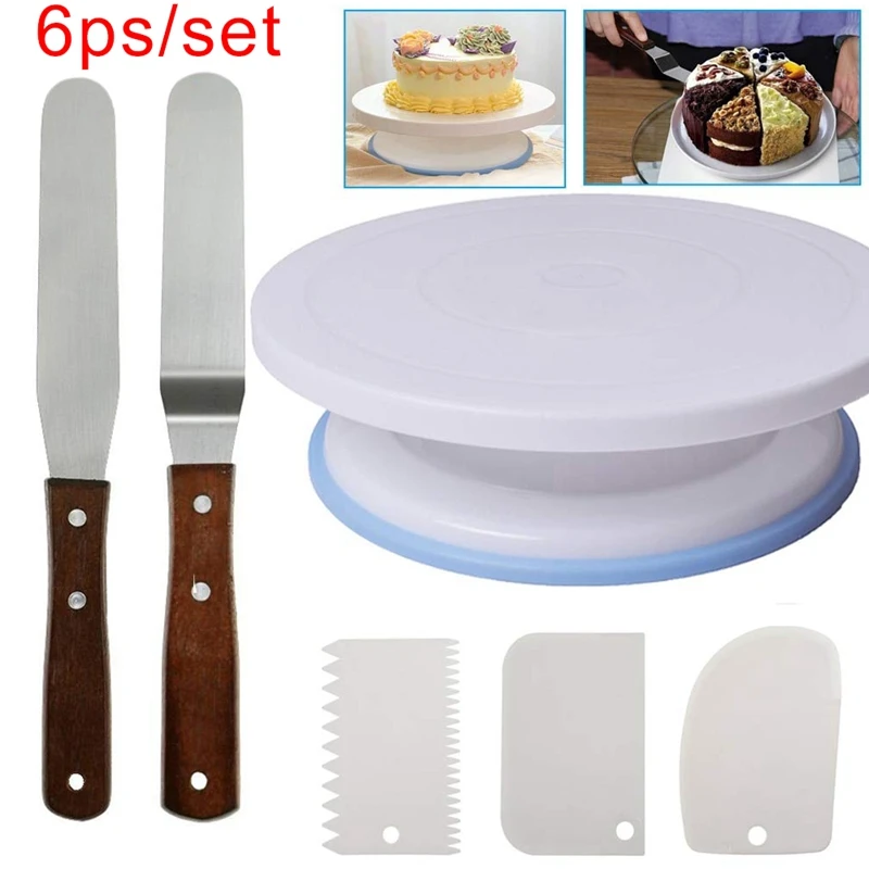 6 шт. пластиковый поворотный стол для торта вращающийся нож теста декоративная