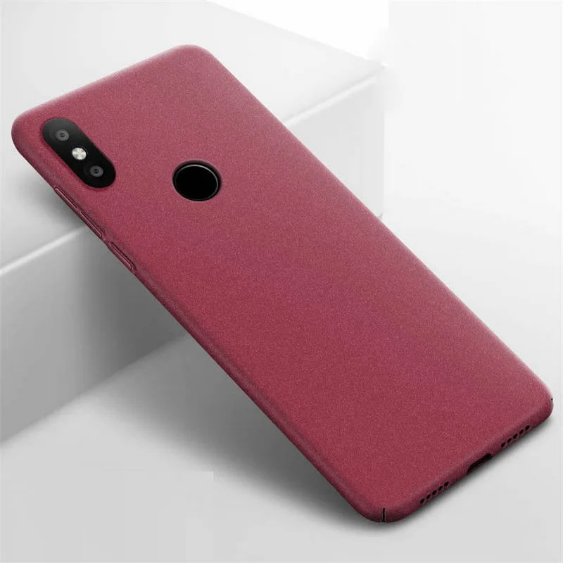 Роскошный тонкий чехол для телефона Xiaomi Redmi Note5 Pro 6 6A чехол s Жесткий PC пластик песчаник матовая задняя крышка для Redmi S2 Y2 6A 6 Pro - Цвет: Wine Red