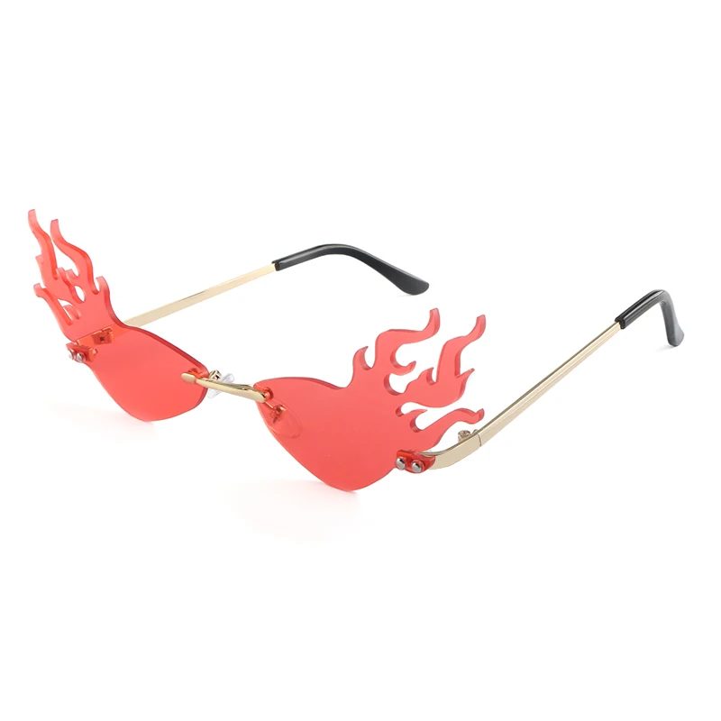 

Fashion Fire Flame Sunglasses Brand Design Women Cat Eye Sunglass Luxury Rimless Sun Glasses Eyewear UV400 Shades Oculos de sol