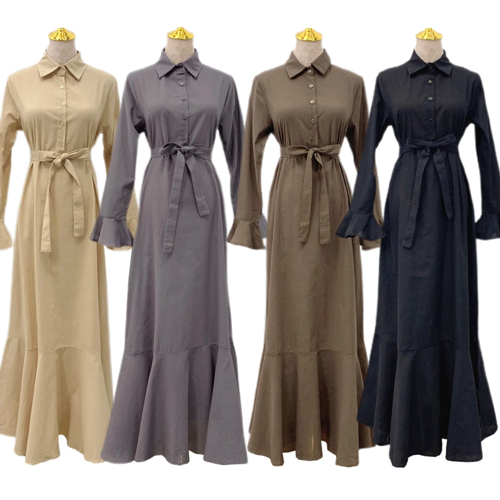 Женское длинное платье с рукавами-фонариками, в мусульманском стиле