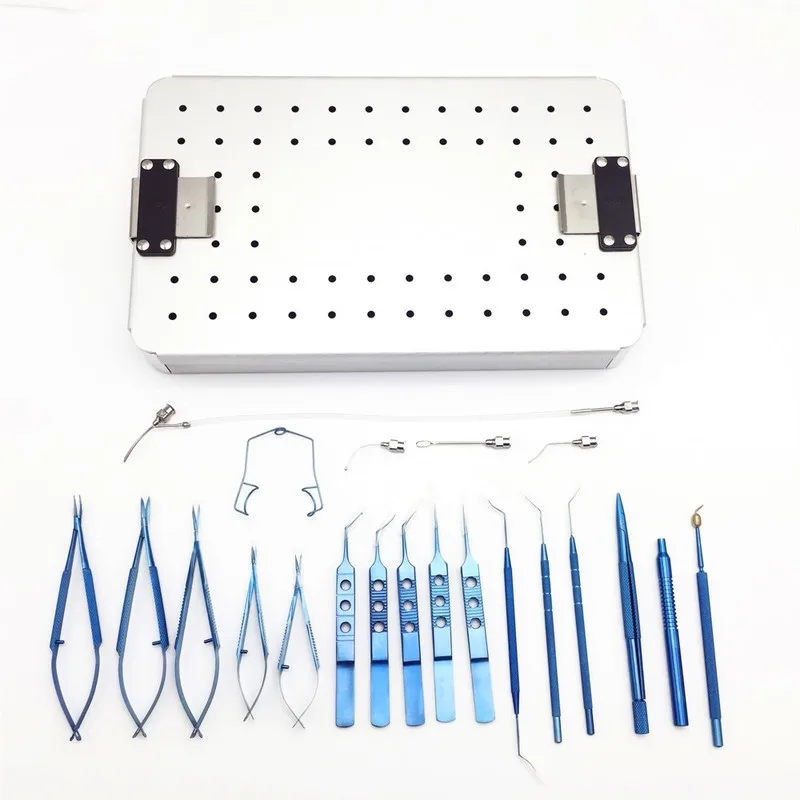 Titanium Cataract Set 21PCS Eye Surgical Instruments with sterilization tray box | Красота и здоровье