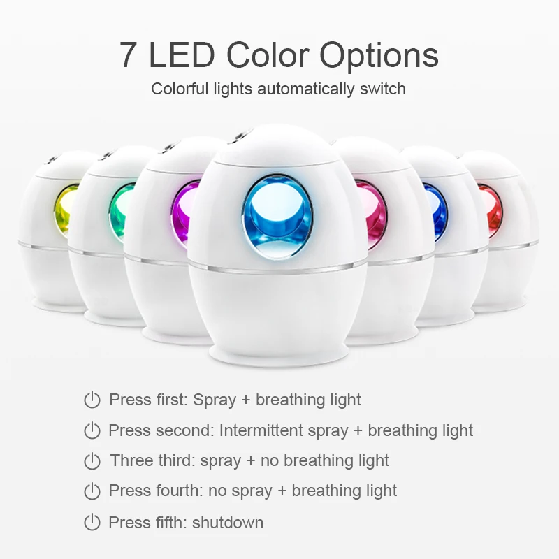 

800ML Ultrasonic Humidifier Air Humidificador Aroma Essential Oil Diffuser Air Fresher Fogger with LED Light for Home Office