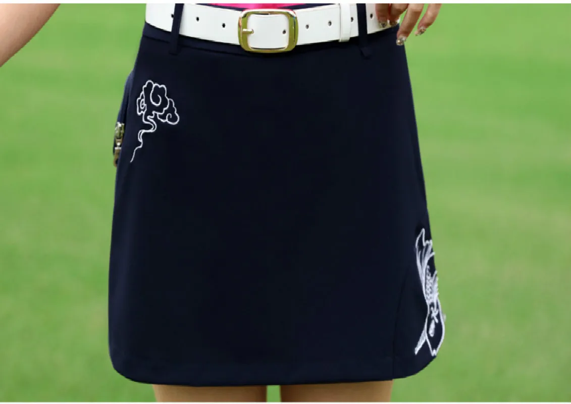 

PGM Golf Ladies Sports Short-sleeved Summer Ladies'Clothes Stripe Short-sleeved A-shaped Women's Skirt