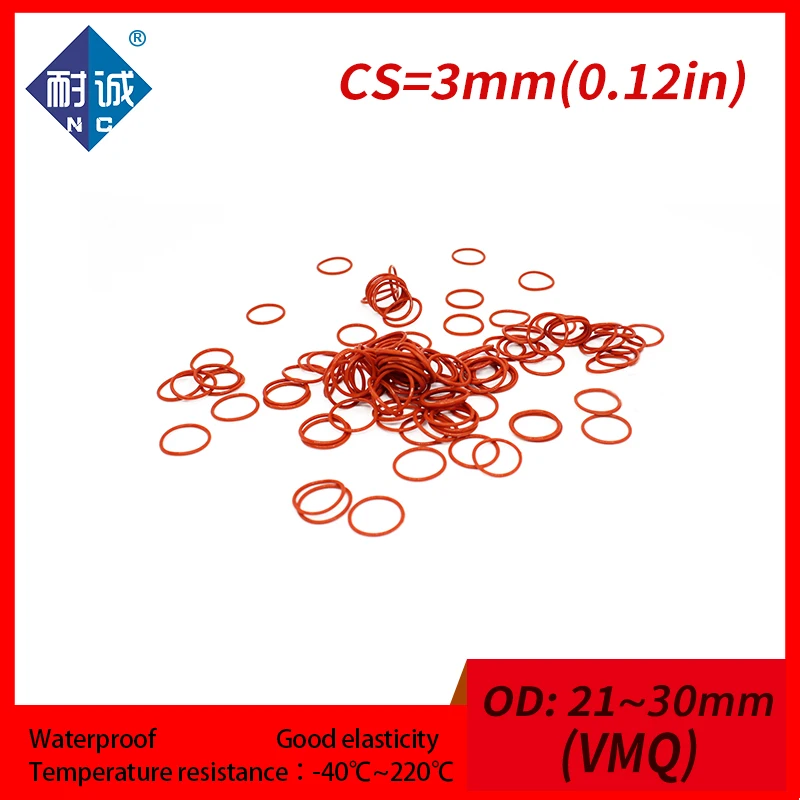 2 шт./лот красная силиконовая резиновая прокладка VMQ CS 3 мм OD21/22/23/24/25/26/27/28/29/30