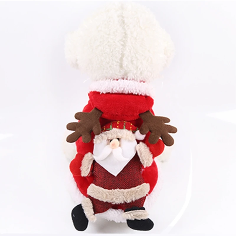 Dog Clothes Pet Dog Christmas Jacket Winter Warm Thick Cute Cartoon Small Dog Cloth Costume Dress apparel Puppy Kitten costume