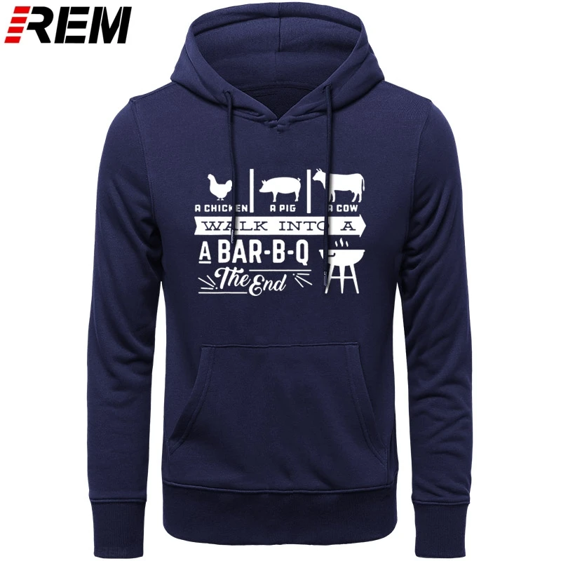 

A Chicken Pig Cow Walk Into Barbecue BBQ Funny Men Cotton Harajuku LONG Sleeve O Neck Streetwear Black Hoodies, Sweatshirts