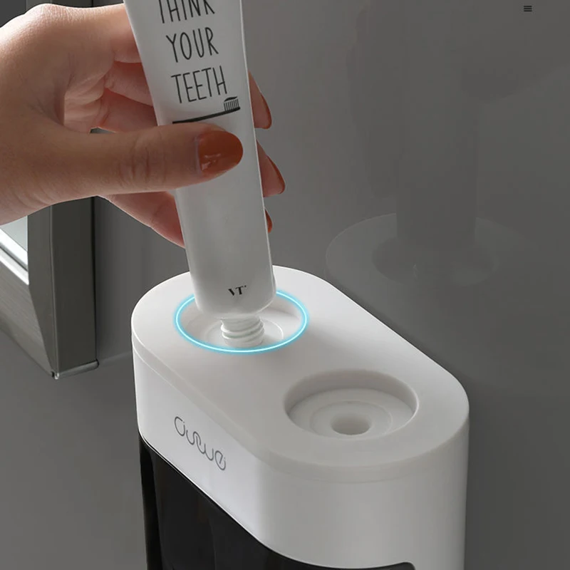 Wall Mounted Automatic Toothpaste Squeezer Dispenser Magnetic Toothbrush Holder Rack Bathroom Accessories | Дом и сад