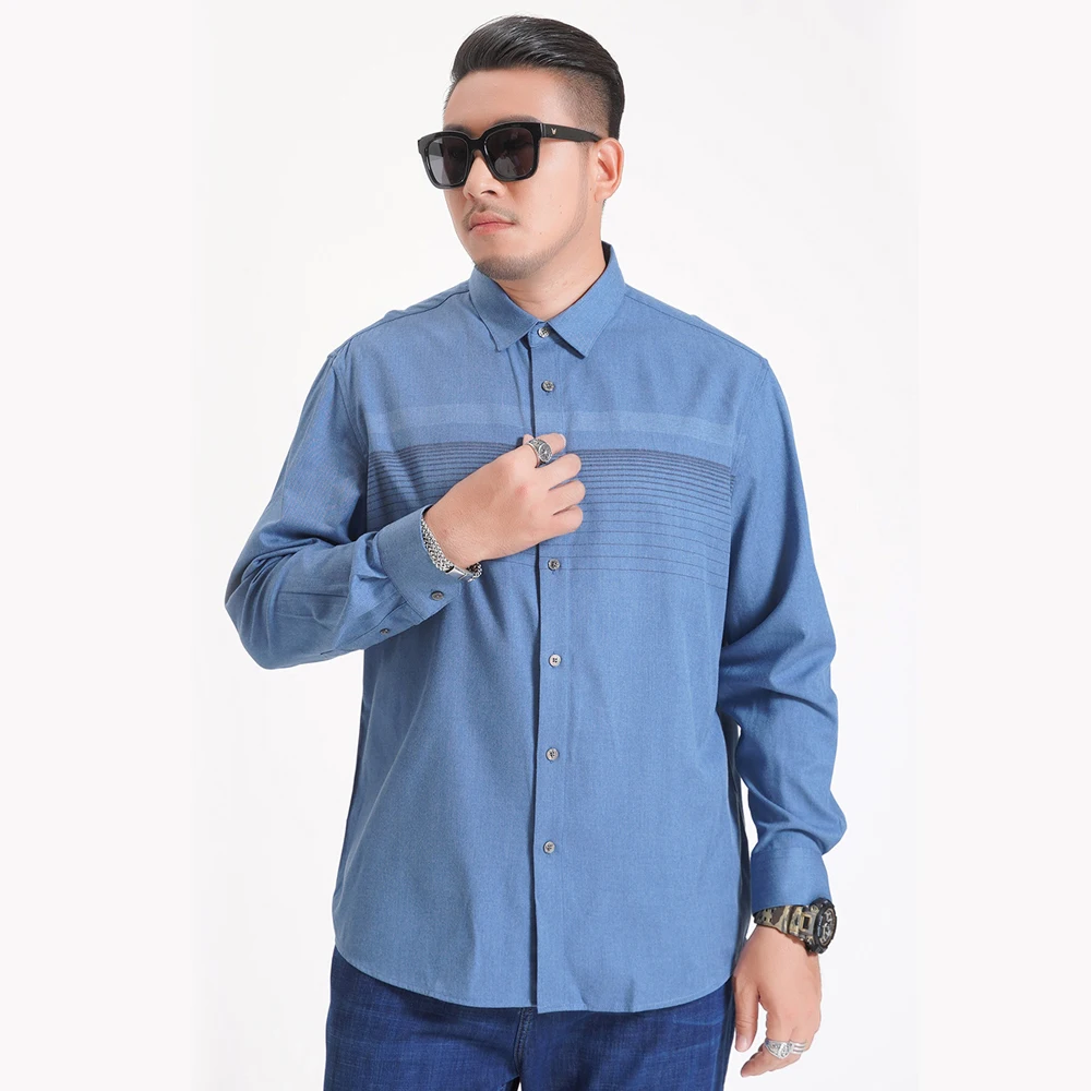 Брендовая мужская рубашка с длинным рукавом размера плюс 6XL 7XL 8XL