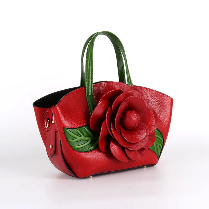 

Fashion Flower bag 2021 New Women Genuine Leather Bag Real Cowhide Leather Women's handbag uxury Designer Women Leather Handbag