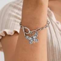 retro lasso butterfly pedant bracelet lady silver gothic punk bracelet simple couple bracelet bracelet lady beach bracelet
