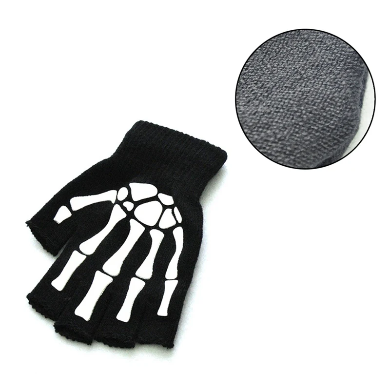 

Halloween Style Gloves Horror Skull Claw Bone Skeleton Half Gloves Novelty Unisex Mitten Gloves Winter Hand Warmer
