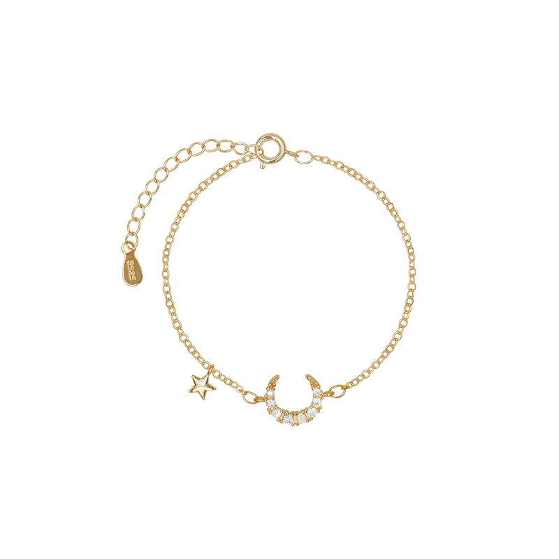 

TSHOU437 Sweet cute moon bracelet romantic woman metal zircon bracelet party jewelry bracelet