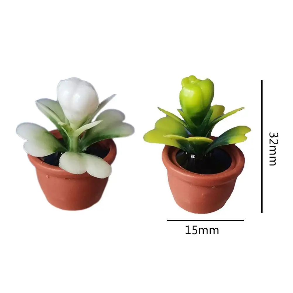 

Cute Mini Flower Potted For Dollhouse Miniature Flower White Green Plant In Pot Doll House Simulation Potted Child Toy Gifts
