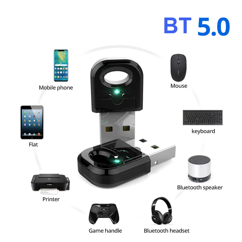 

FONKEN Bluetooth 5.0 Adapter PC AUX USB Adapter for Earphone Speaker USB Receiver for Wireless Keyboard Mouse Adapter USB Dongle