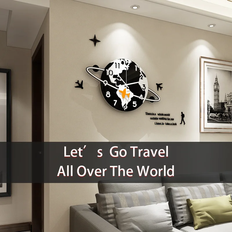 Новый креативный мультяшный черный планетарный самолет настенные часы