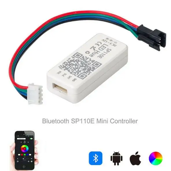 SP110E Bluetooth пиксельный светильник USB DC контроллер Диммер для WS2811 WS2812B SK6812 RGB RGBW APA102 WS2801 пикселей светодиодный светильник - Цвет: sp110e