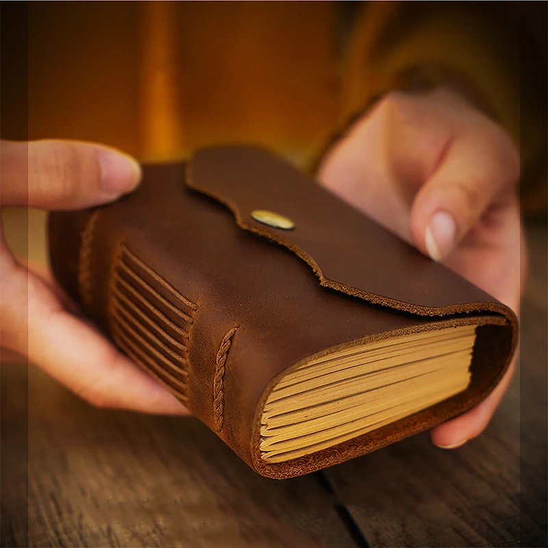 Ручной работы красивыми карманами мини Размеры Натуральная кожа Журнал толстая