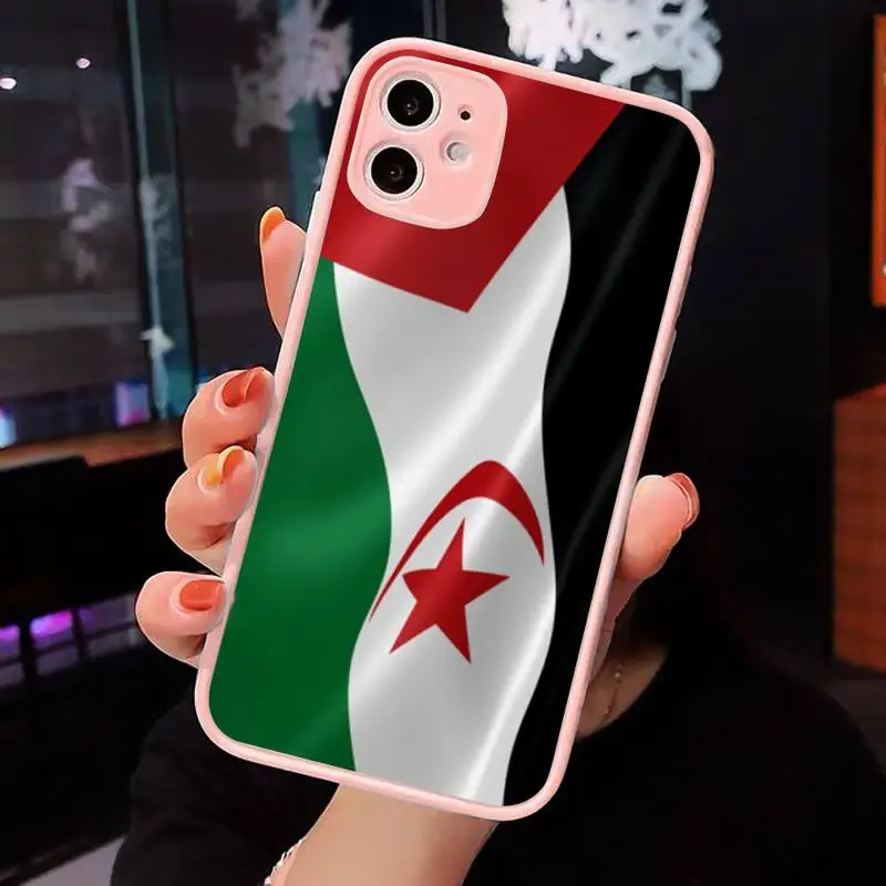 

Western Sahara Flag Phone Case For iPhone 12 11 Mini Pro XR XS Max 7 8 Plus X Matte transparent Pink Back Cover