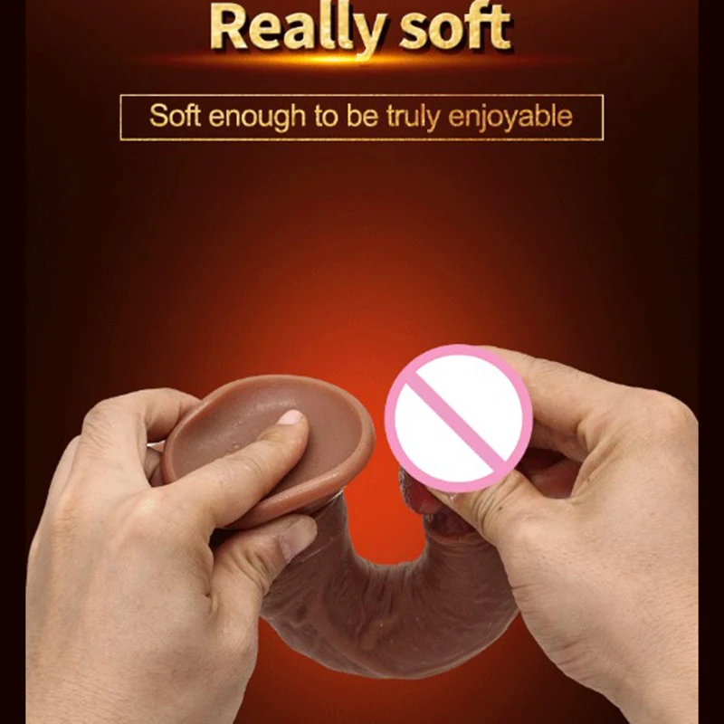 Реалистичный мягкий большой фаллоимитатор на присоске реалистичный пенис