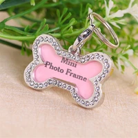 diamond dog bone shape design stainless steel pet id tag custom dog tag necklace prevent pet from being lost engravable dog tags