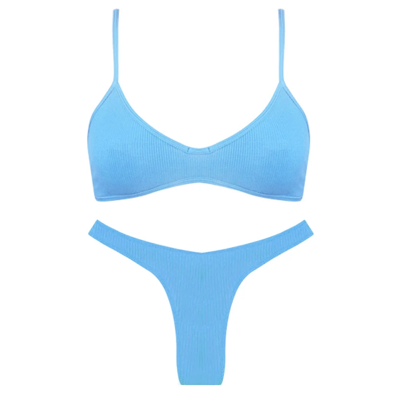 Комплект нижнего белья женский хлопок тонкий в рубчик мягкий с красивой спиной |