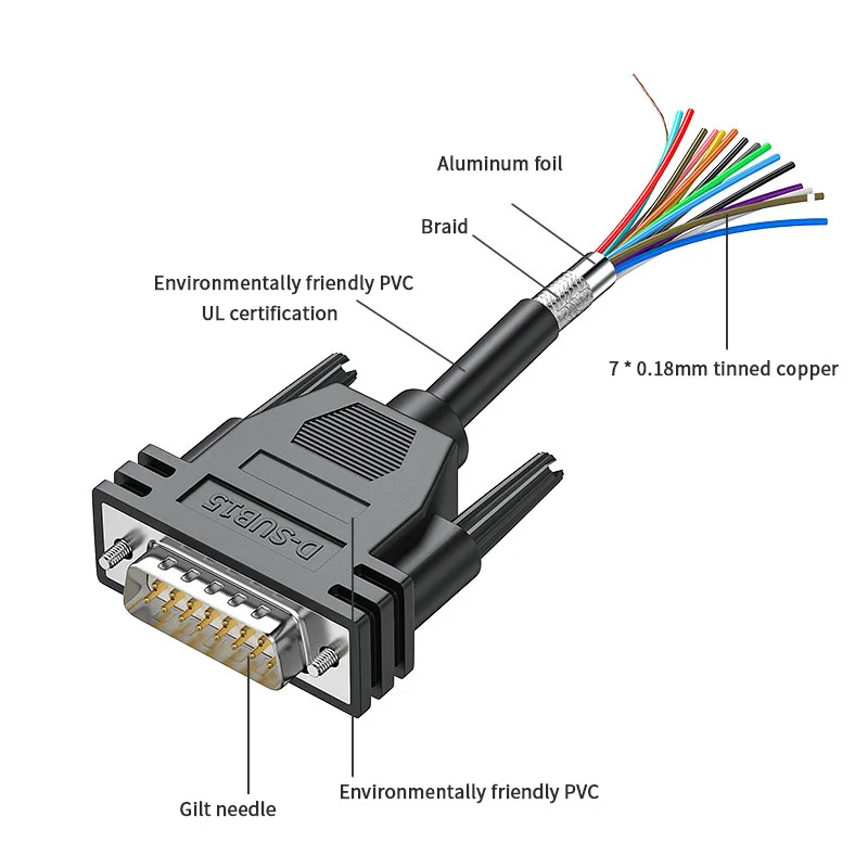 Кабель DB9 из чистой меди с одной головкой штекер/гнездо-свободный провод