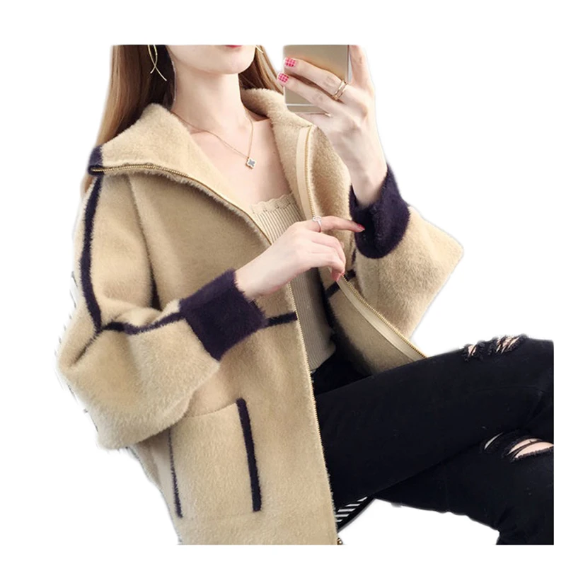 NEW Top Selling Product European Fashion Youth Clothing Fur Outerwear Women Shaggy Coat Imitate Mink Cashmere Short Jacket 2004