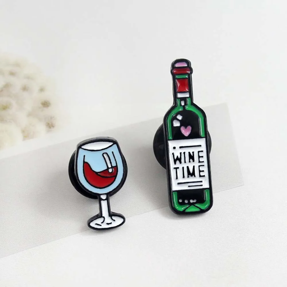 Винное время мини милые винные и Винные бокалы пара штифтов красное вино Бутылка