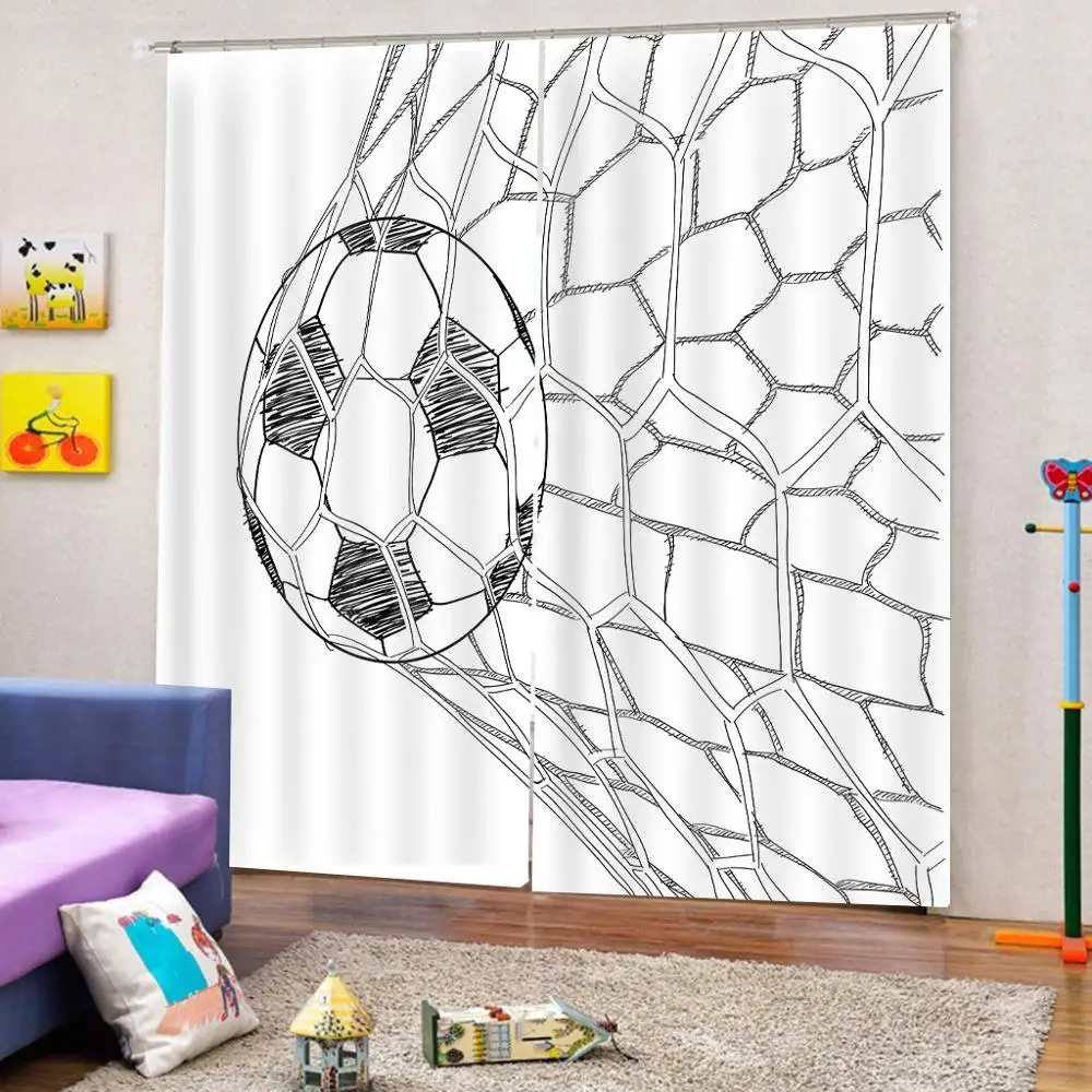 Эскиз Рисование футбольная игра ворота победы занавес для гостиной плотные