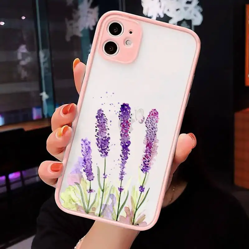 

Simple Lavender Purple Flowers Phone Cases matte transparent For iphone 7 8 11 12 plus mini x xs xr pro max cover