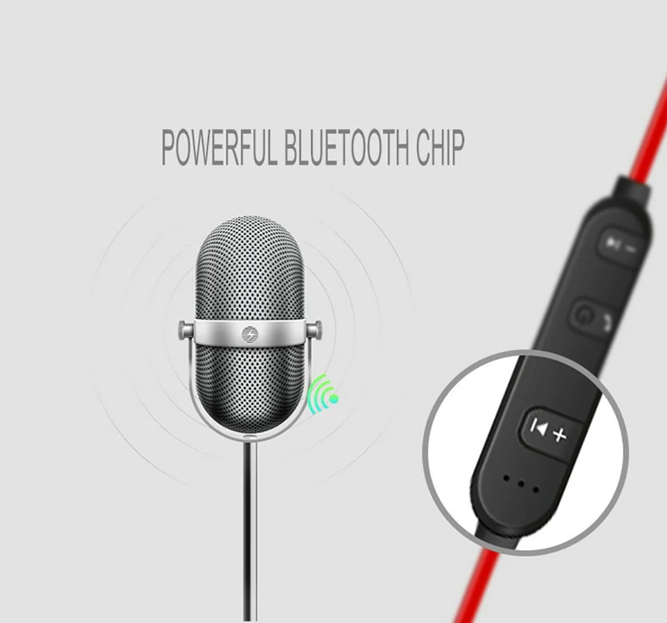 Metal Magnetic Wireless Bluetooth Earphones Stereo Bass Headphones With Mic For iphone samsung s6 s8 xiaomi like xt11 | Электроника