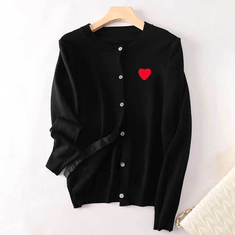 Женский кашемировый свитер с длинным рукавом черный кардиган оверсайз в