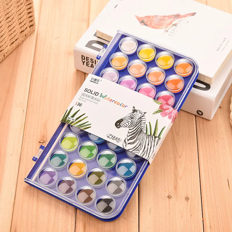 

36colors Power Solid Waterolor Paint Set Bright Color Portable Watercolor Pigment Set With Hook Line Brush For Painting Art S