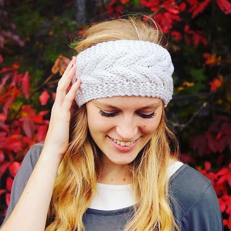

Winter Warm Headband For Women Solid Color Knitted Wide Lady Hairbands Soft Wind Ear Bandage Girls Hair Band Headwraps Headwear