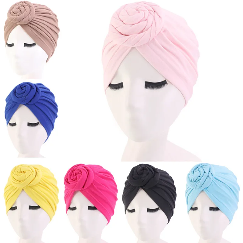 Женский хлопок пончик тюрбан Кепка индийский головной убор мусульманский шарф