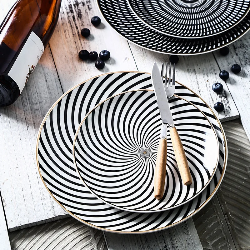 1 шт. посуда из Пномпеня Геометрическая 8/10 дюйма керамическая обеденная тарелка