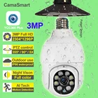 Настоящая 3-мегапиксельная наружная камера с лампочкой, домашняя камера безопасности, PTZ, 4-кратный зум, автоматическое отслеживание, уведомление о движении, сигнализация, толчок для защиты дома, безопасность