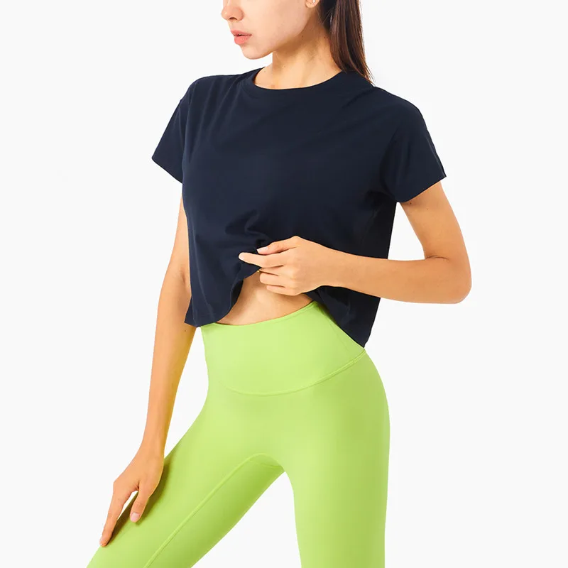 

UA-ROCK Women Summer New Short Sleeve Yoga Shirts Loose Breathable Running Training Crop Tops Sweat-Wicking Gym Sports T Shirts