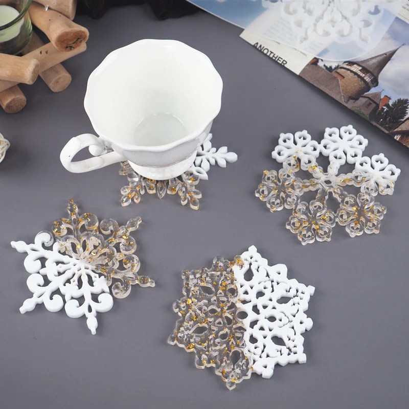 

DIY Resin Epoxy Mold Crystal Handmade Snowflake Coaster Decoration Desktop Decoration Petal Lace Jewelry Silicone Mold