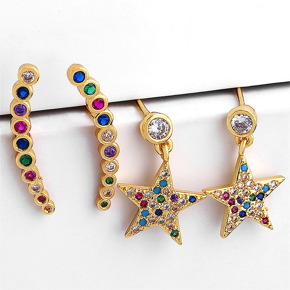 5 компл. Элегантный пузырьковый циркон Звезда Пирсинг Комплект сережек для