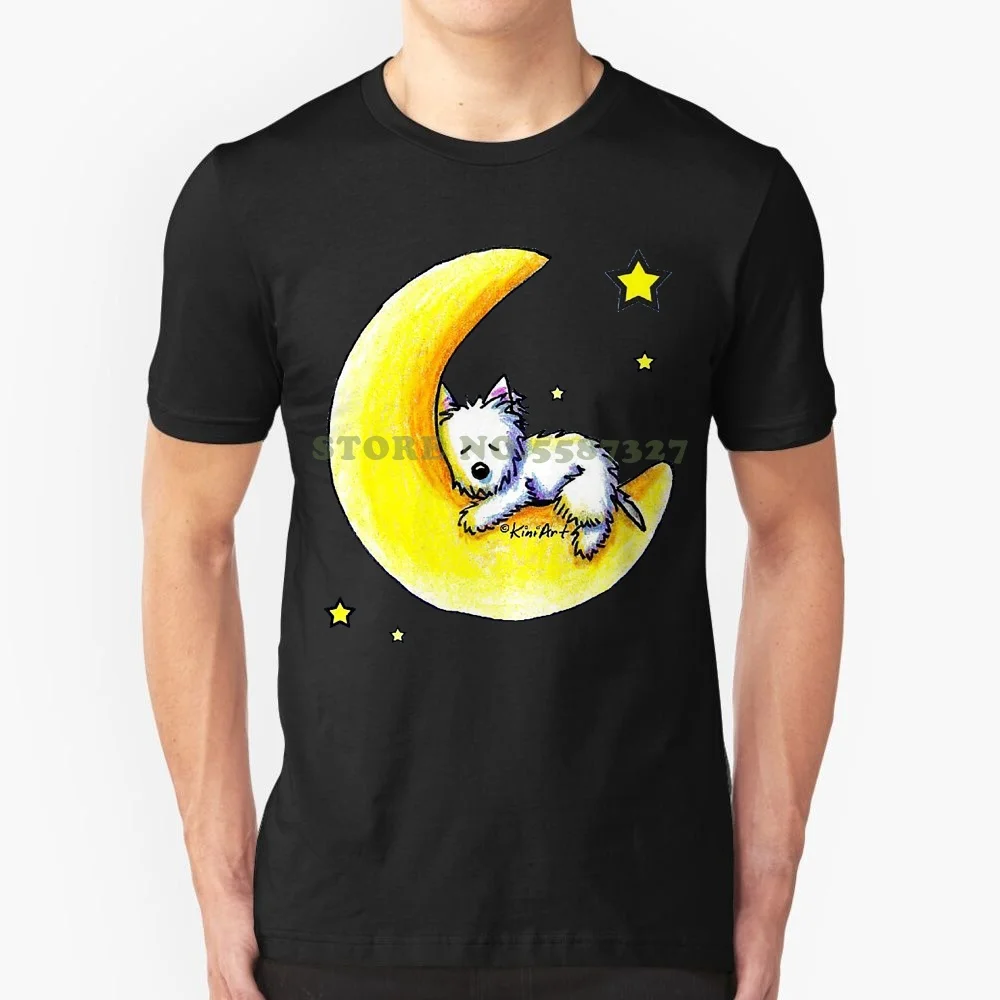 

Новая модная мужская футболка с коротким рукавом-футболка Westie с Лунной любовью-Kiniart