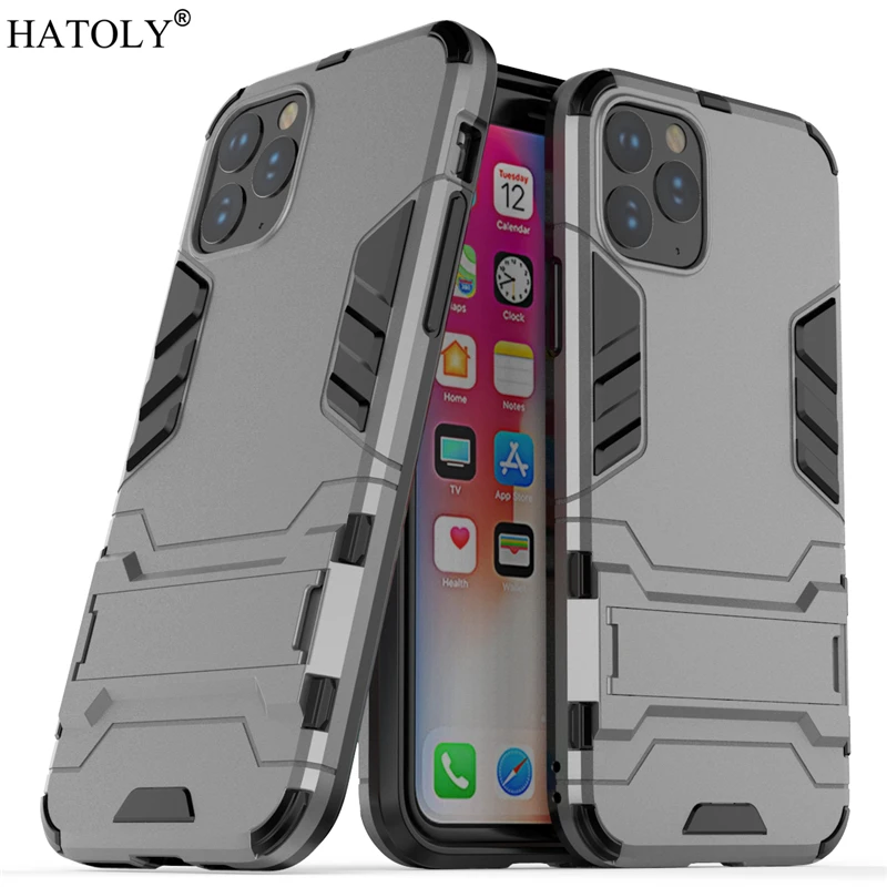 Gray Для iPhone 11 Pro резиновый корпус Робот Бронированный Чехол Жесткий ПК ТПУ задняя крышка телефона для iPhone 11 Pro защитный чехол для iPhone 11 Pro - Цвет: Gray