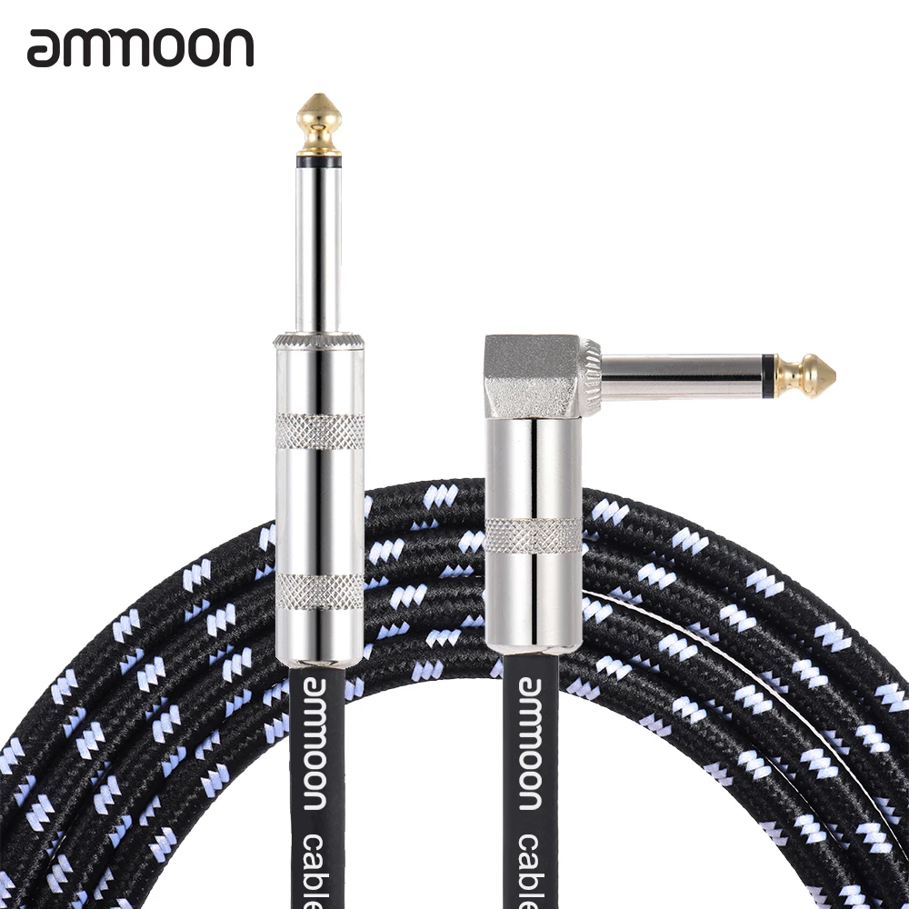 ammoon 6 meter20 füße elektrische gitarre kabel bass musical instrument kabel 14 zoll gerade nach rechts winkel stecker free global shippi