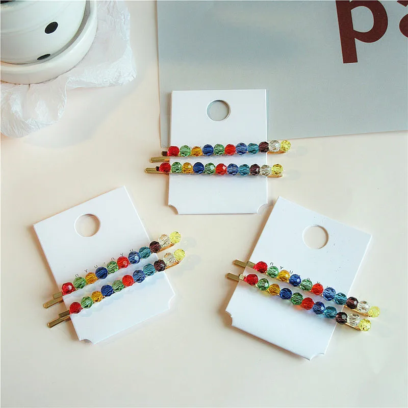 Заколка для волос девочек 2 шт./компл. в Корейском стиле с радужными хрустальными